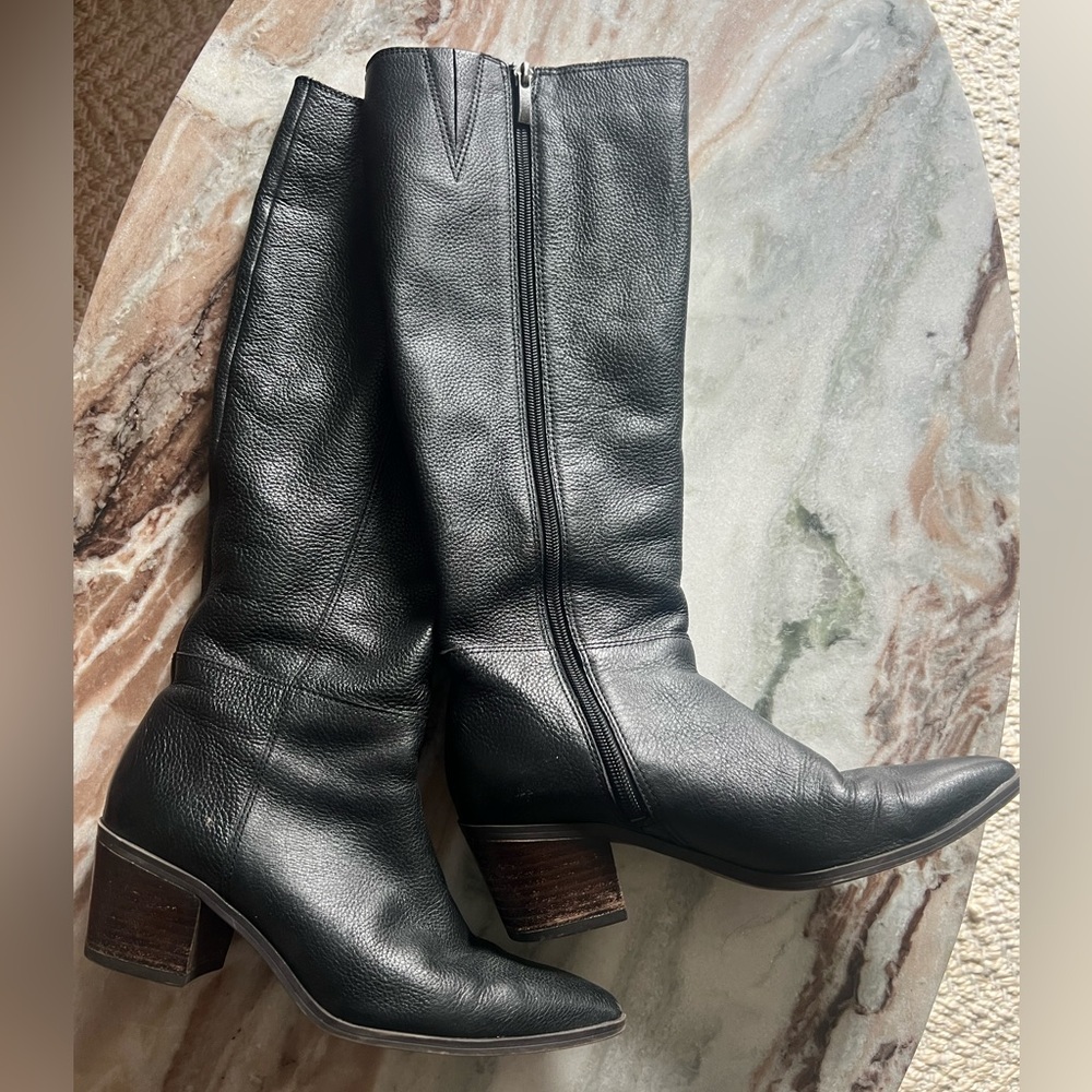 Black Franco sarto knee high pointy boots